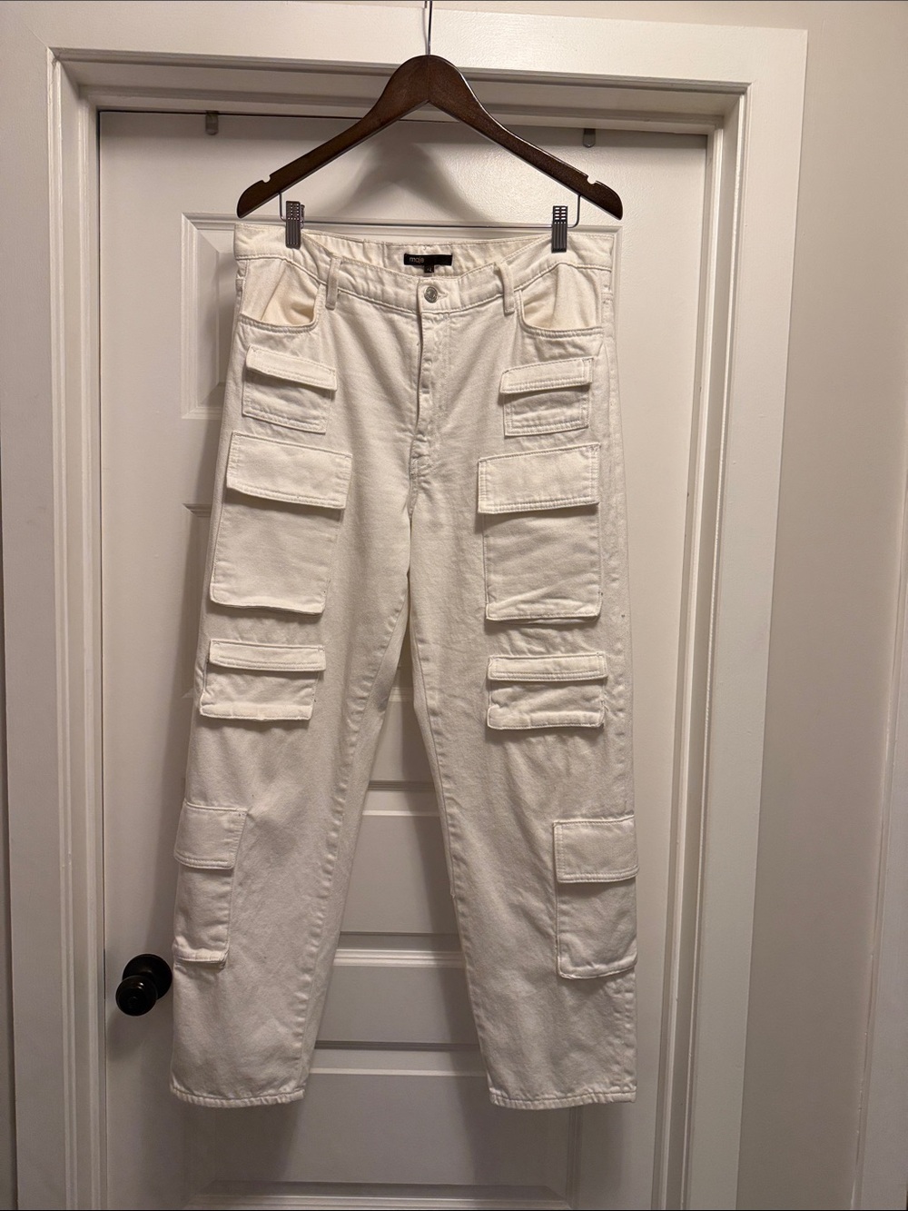 Maje White Cargo Pocket Jeans